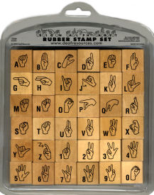 ASL sign language deaf rubber stamp alphabet