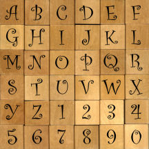 Curly Rubber stamp alphabet