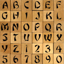Oriental brush Rubber stamp alphabet