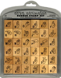 Sign language deaf ASL rubber stamp alphabet set